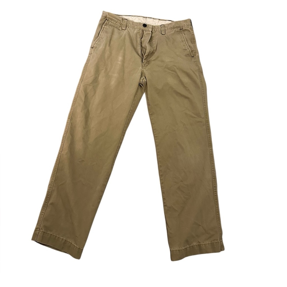Tan Chino Pants with Relaxed Fit and Belt Loops